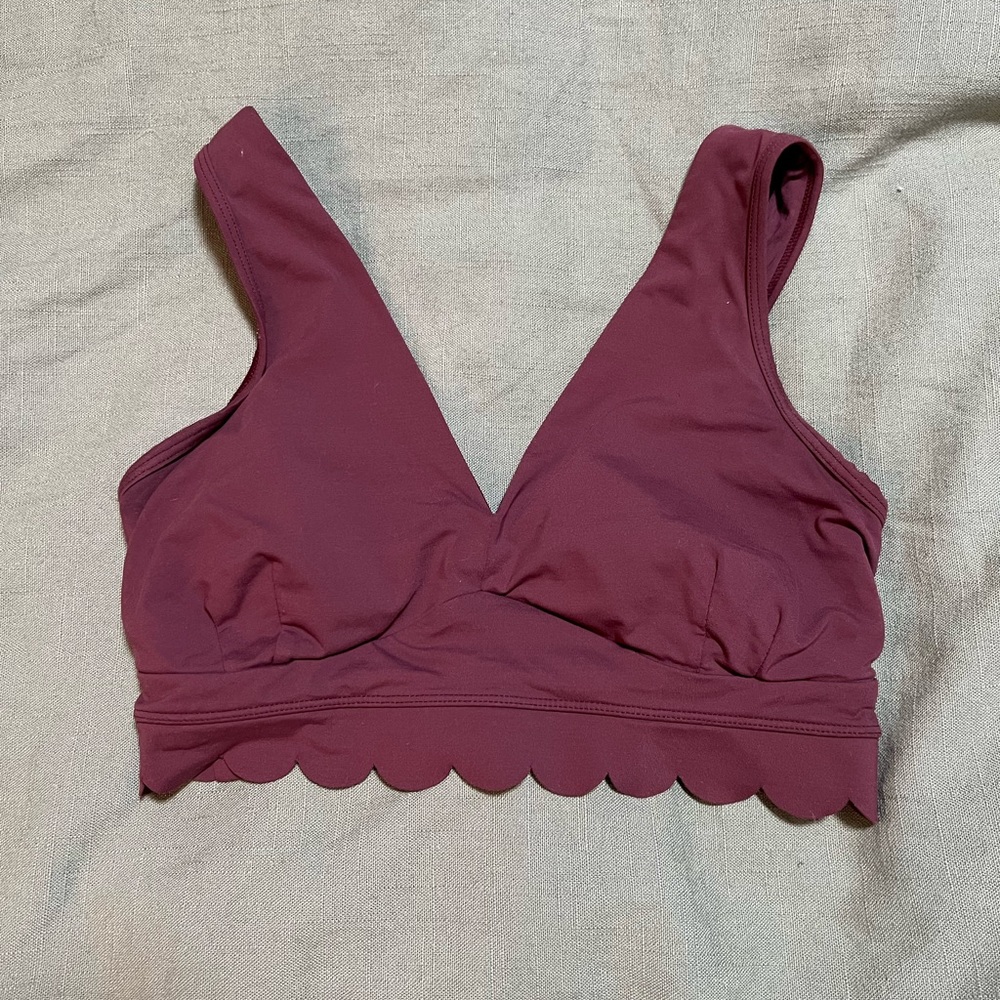 JoyLab Purple Sports Bra with Ruffles